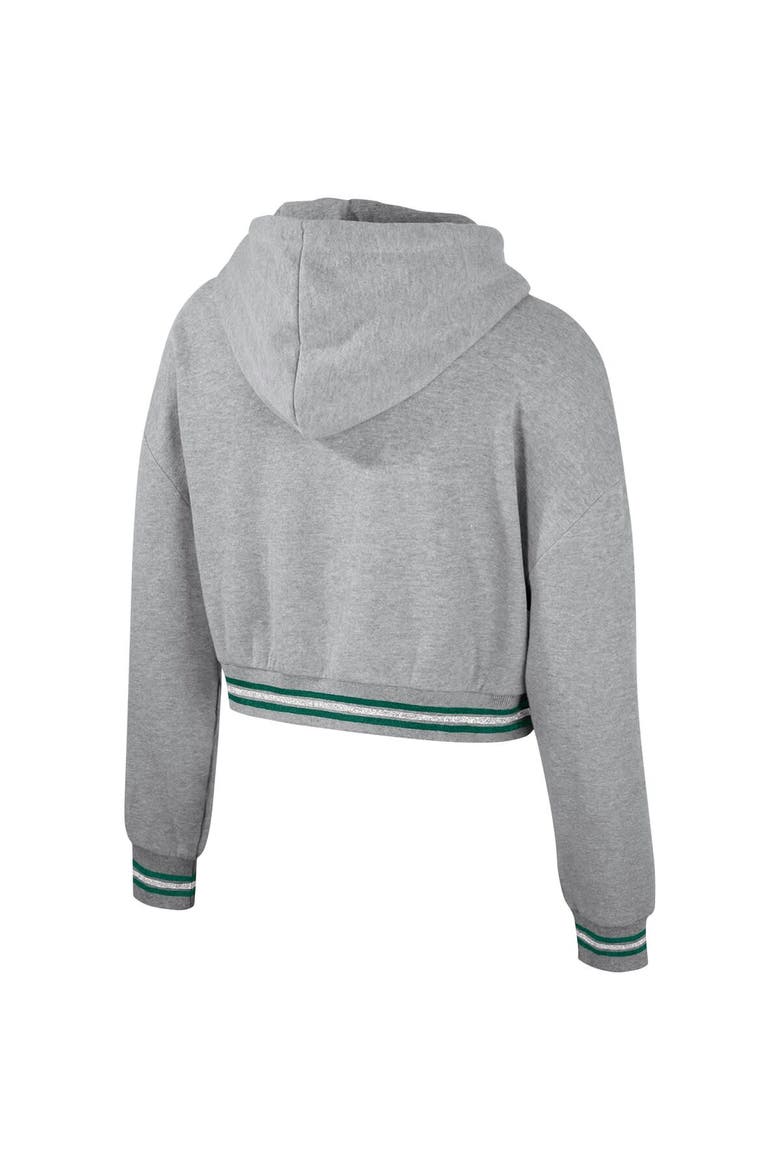 Women's The Wild Collective Heather Gray Michigan State Spartans Cropped Shimmer Pullover Hoodie, Alternate, color, Heather Gray