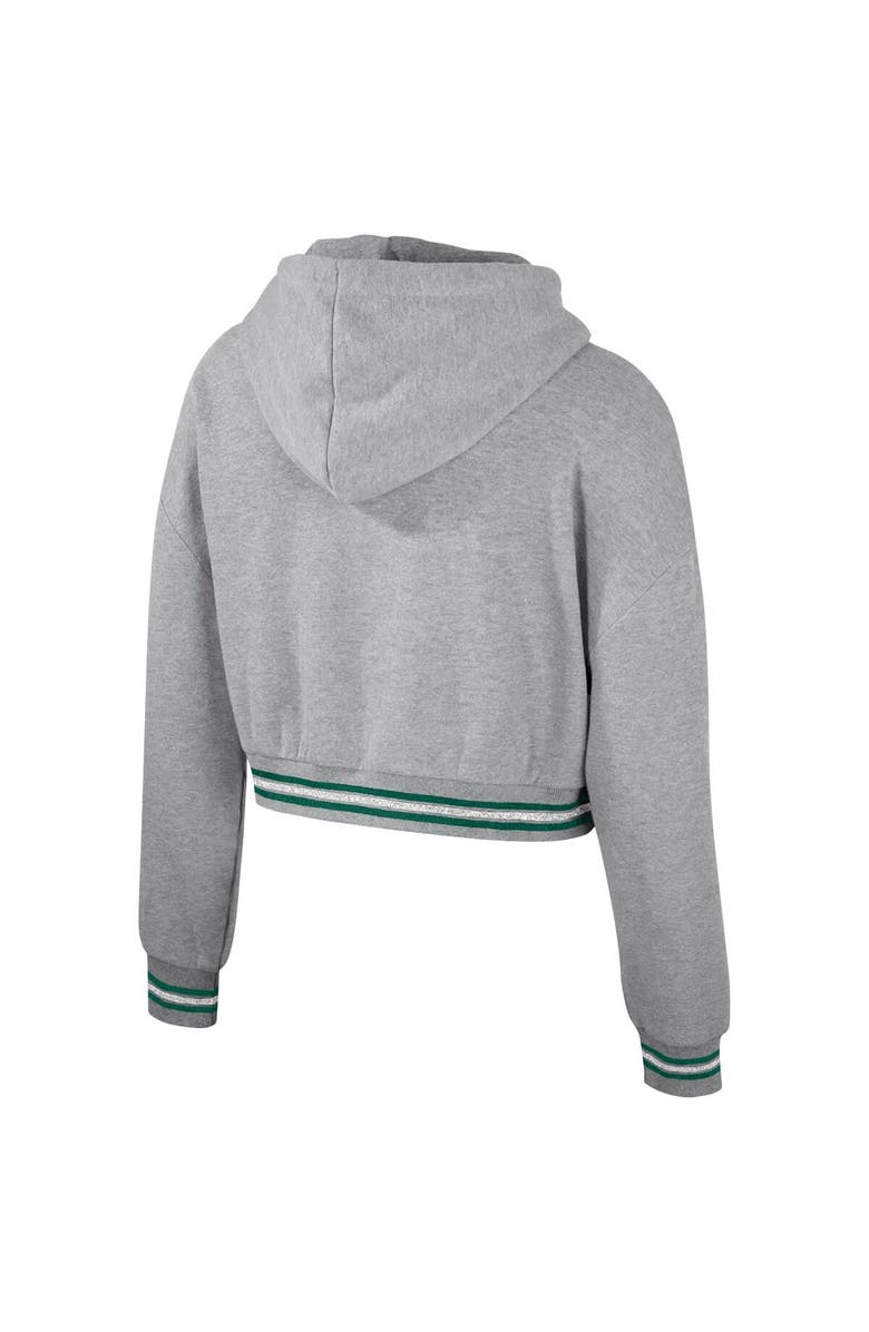 THE WILD COLLECTIVE Women's The Wild Collective Heather Gray Michigan State Spartans Cropped Shimmer Pullover Hoodie, Alternate, color, Heather Gray