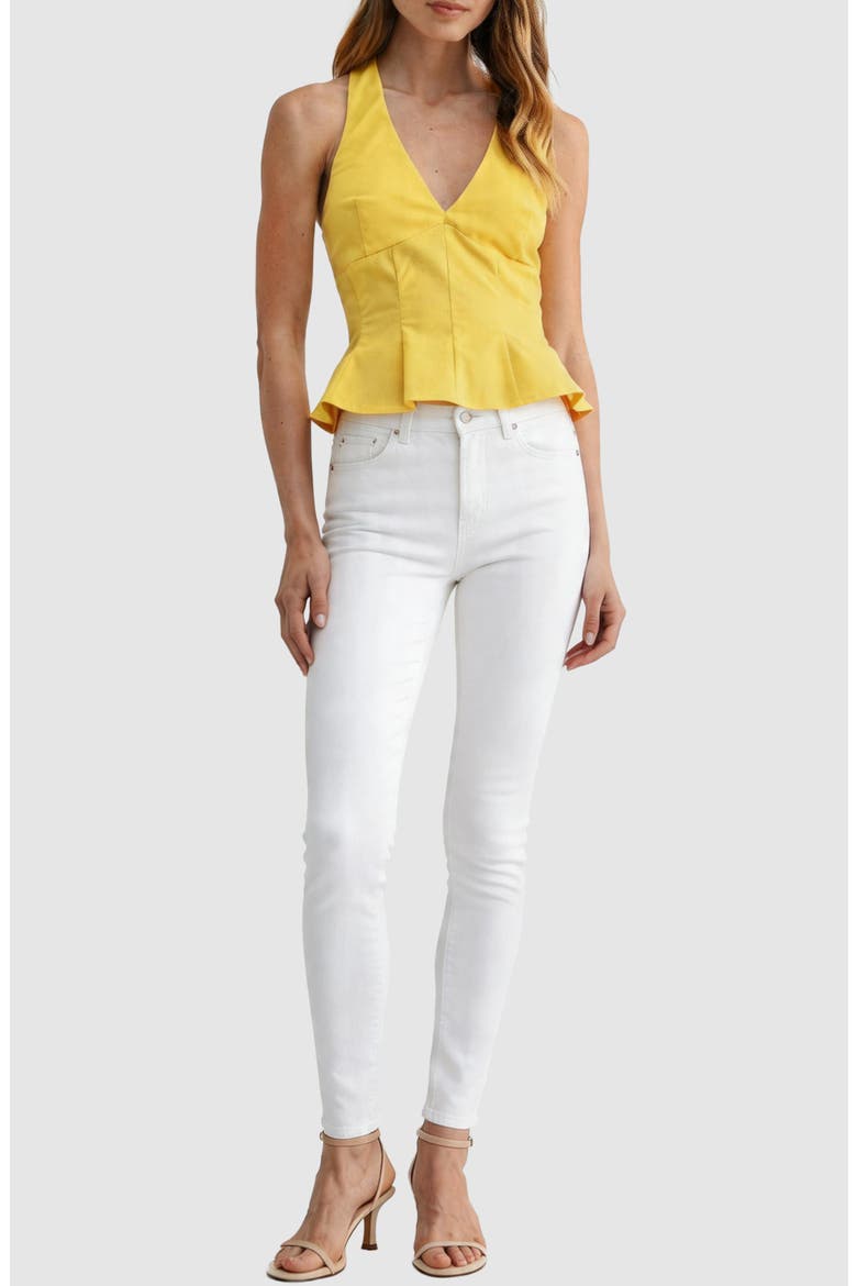 Halter Peplum Top, Alternate, color, YELLOW