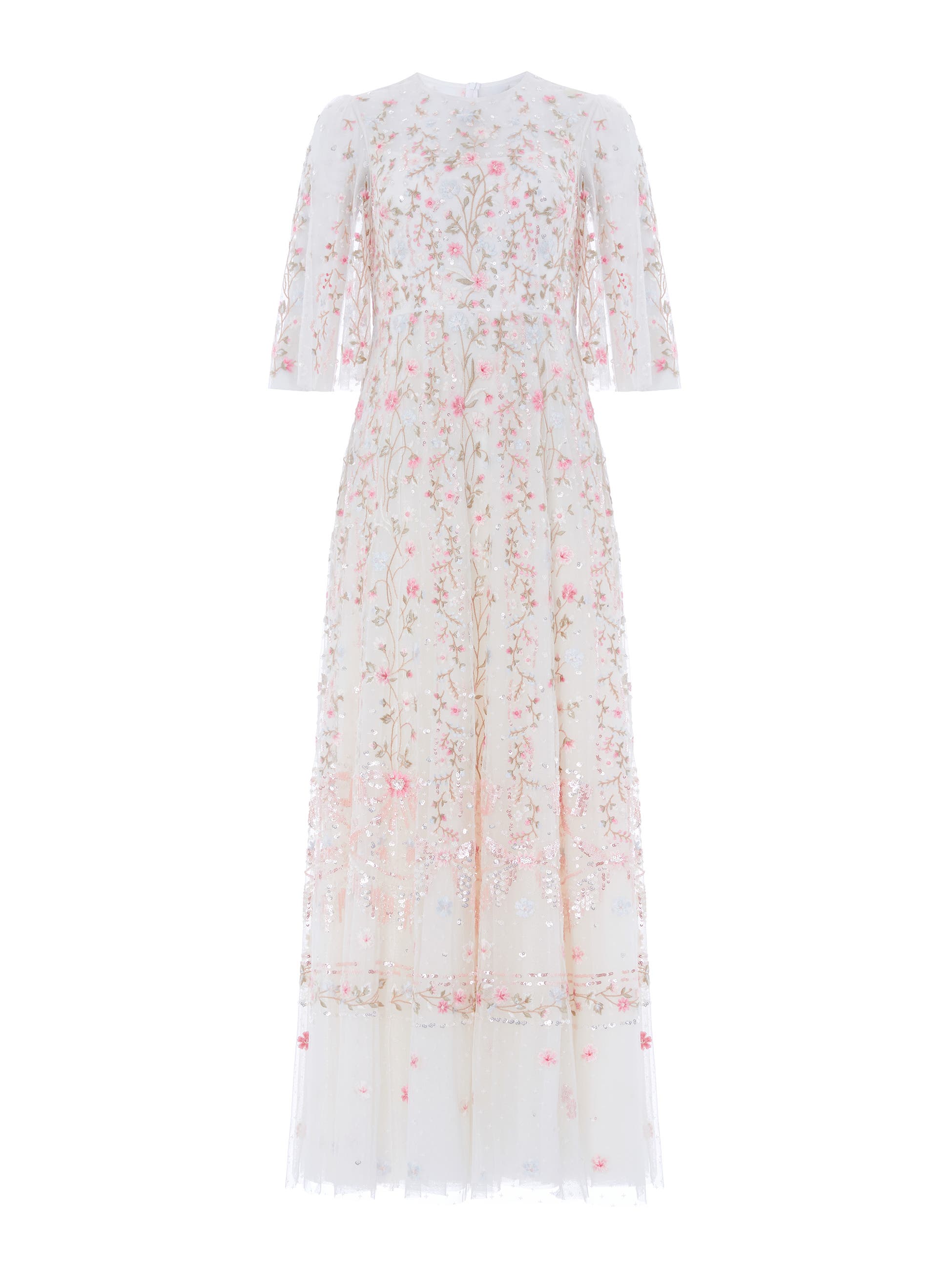 Needle & Thread Rococo 3/4 Sleeve Embroidered Gown (Women) | Nordstrom