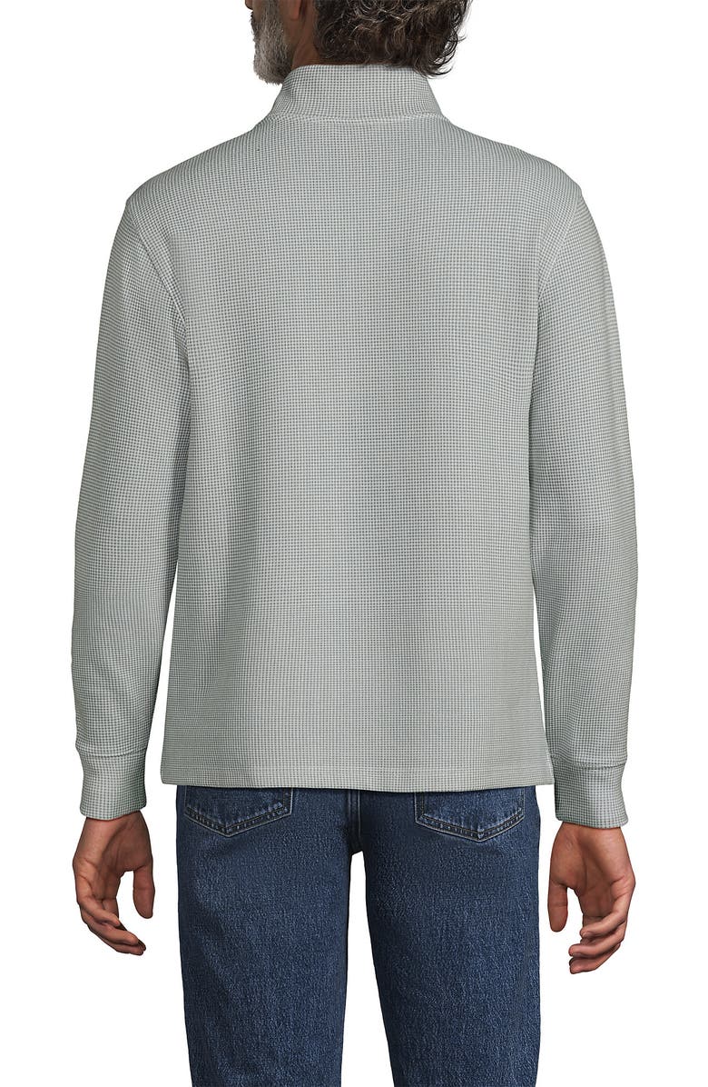 Lands' End Bedford Rib Casual Quarter Zip Sweater, Alternate, color, Granite Mini Gingham