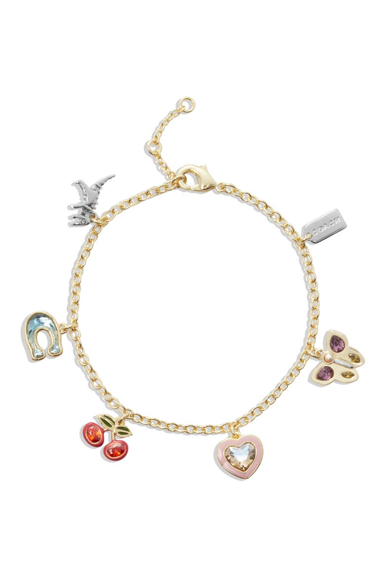 Crystal Charm Bracelet, Main, color, MULTI/ GOLD