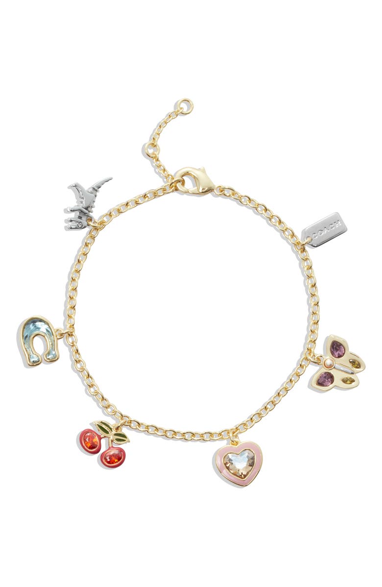 COACH Crystal Charm Bracelet, Main, color, 
