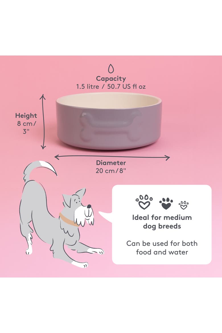 Embossed Bone Dog Bowl, 8 Inch,  50.7oz, Food and Water Dish, Alternate, color, Gray