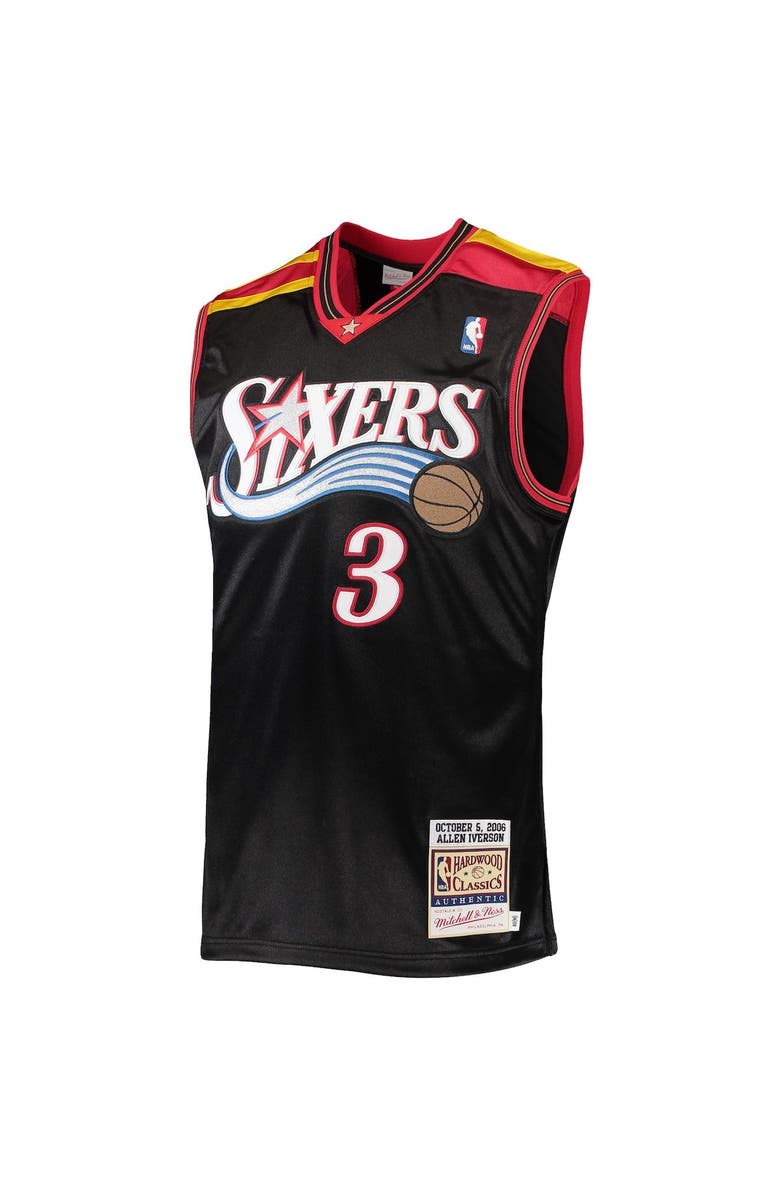 Mitchell & Ness Men's Mitchell & Ness Allen Iverson Black Philadelphia 76ers 2006 Hardwood Classics Authentic Jersey, Alternate, color, 