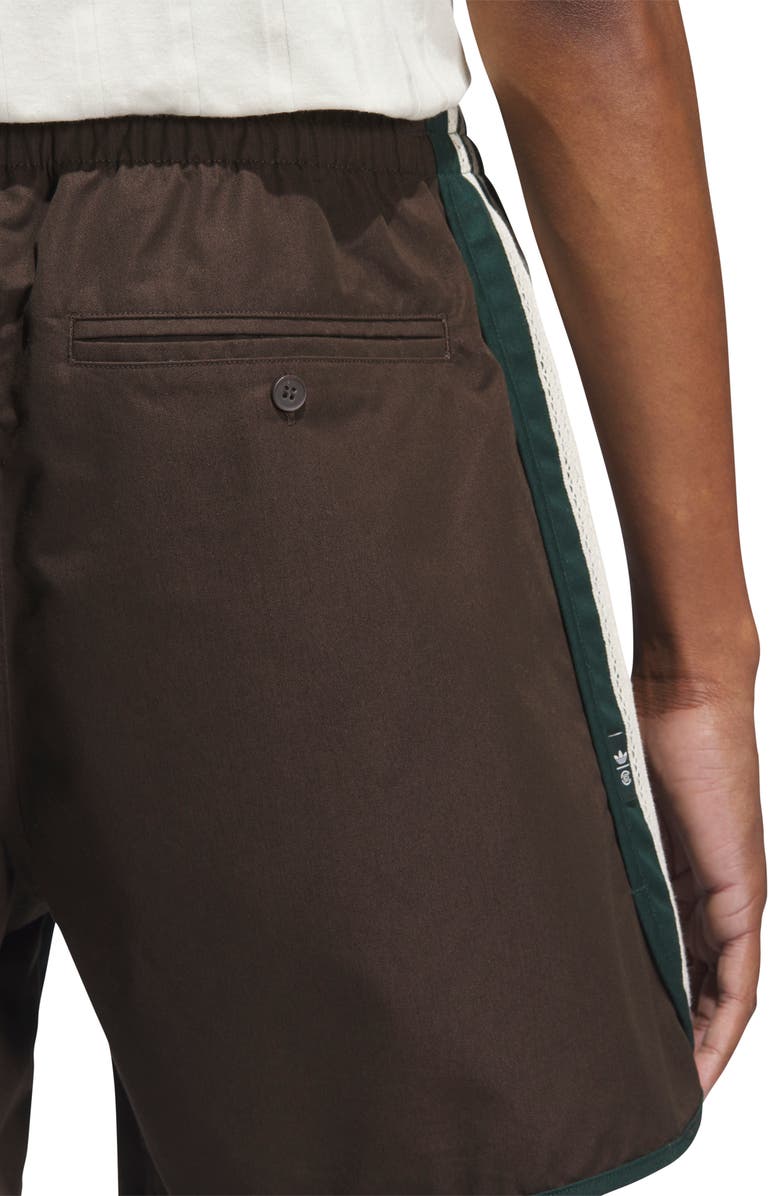ADIDAS ORIGINALS X CLOT BY EDISON CHEN Colorblock Cotton & Nylon Athletic Shorts, Alternate, color, Green Night/ Dark Brown