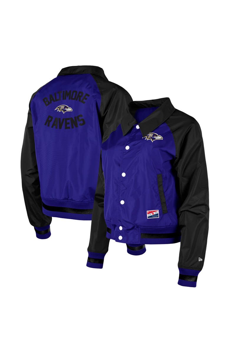 New Era Women's New Era Purple Baltimore Ravens Coaches Raglan Full-Snap Jacket, Main, color, 