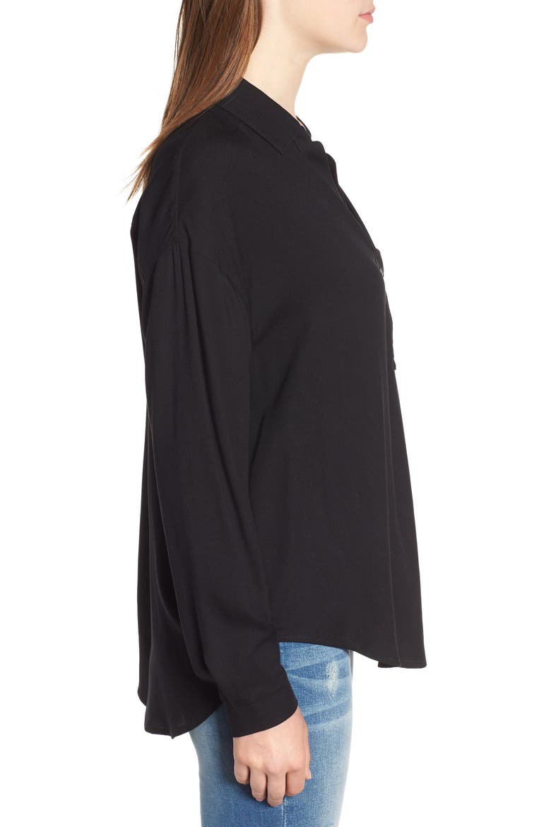 Slouchy Pocket Henley, Alternate, color, SOLID BLACK