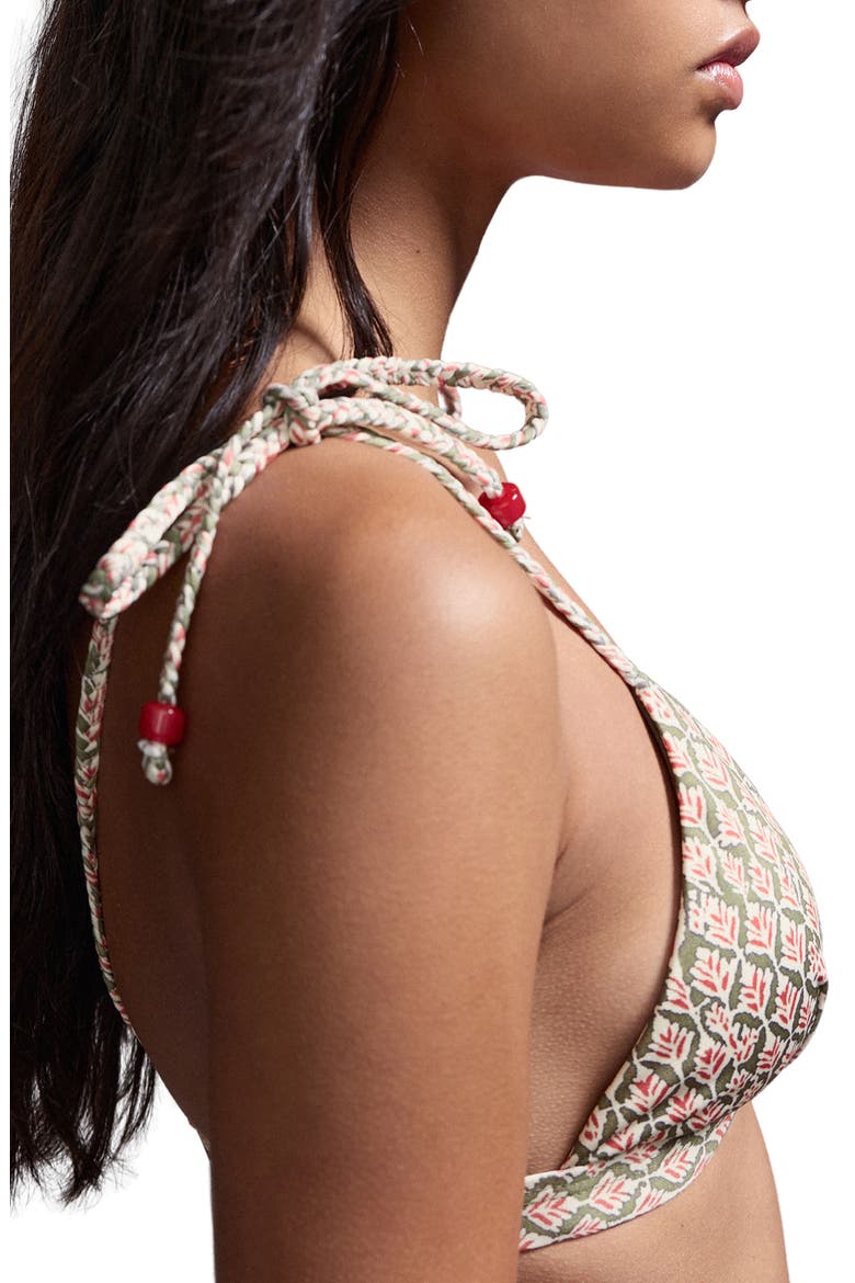 Beaded Printed Two-Piece Swimsuit, Alternate, color, KHAKI GREEN