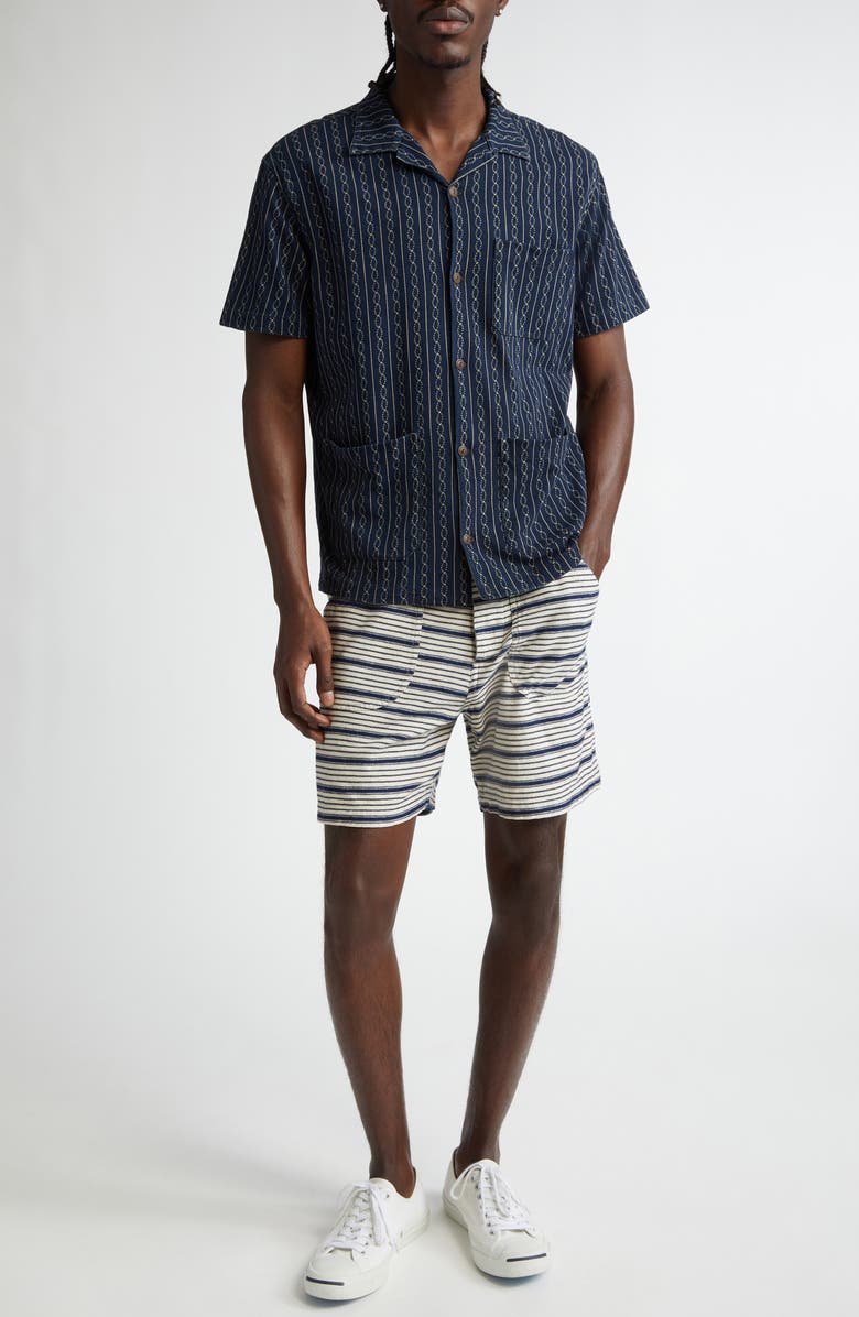 Double RL Indigo Stripe Jersey Shorts, Alternate, color, Cream Multi