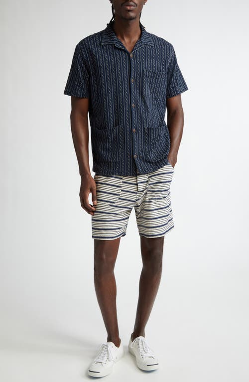DOUBLE RL DOUBLE RL STRIPE COTTON JERSEY CAMP SHIRT