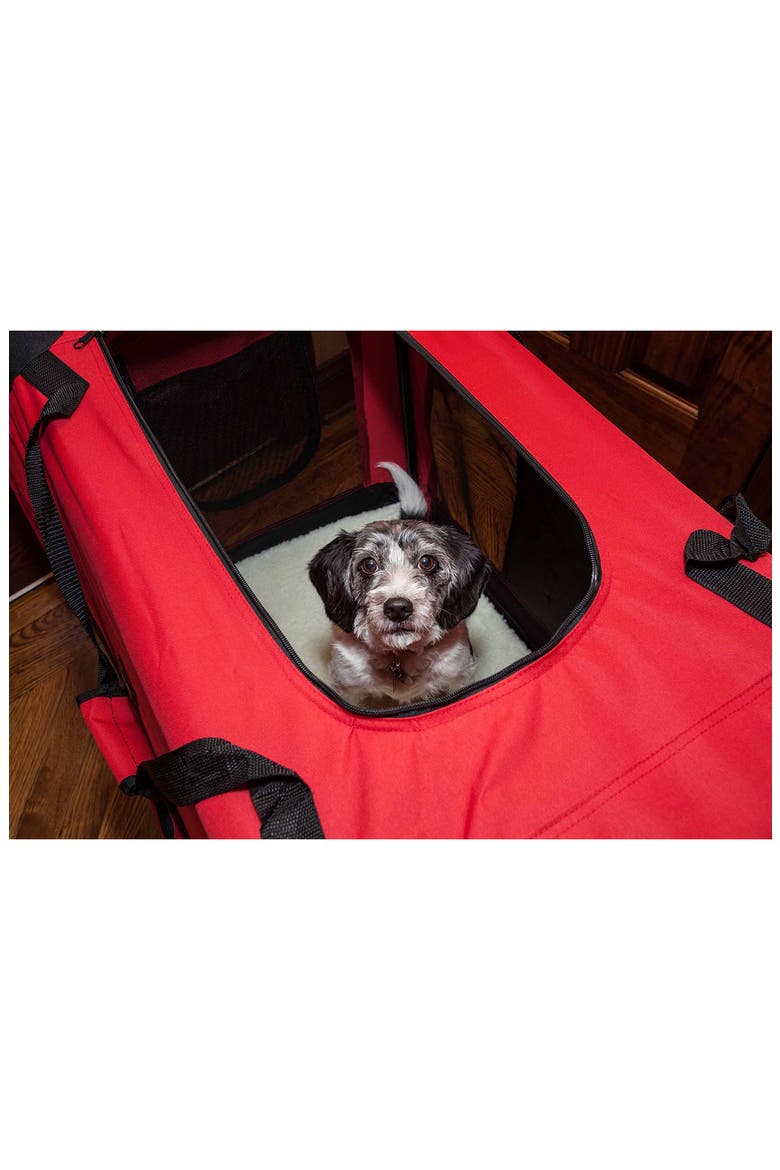 Folding Deluxe 360 Vista View Pet Carrier - Large, Alternate, color, RED