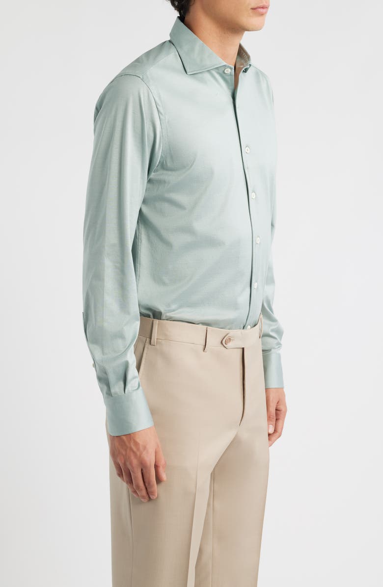 Canali Regular Fit Cotton Jersey Dress Shirt, Alternate, color, Green