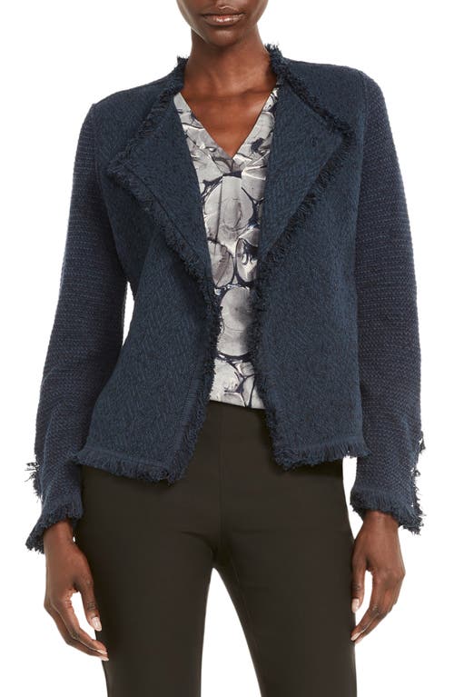 NIC+ZOE Fringe Mix Knit Jacket in Dark Indigo
