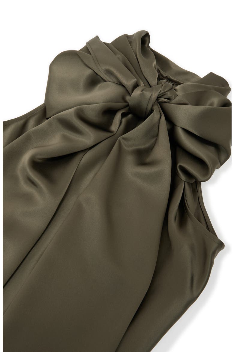 Fae Drape Sleeveless Satin Gown, Alternate, color, KHAKI GREEN