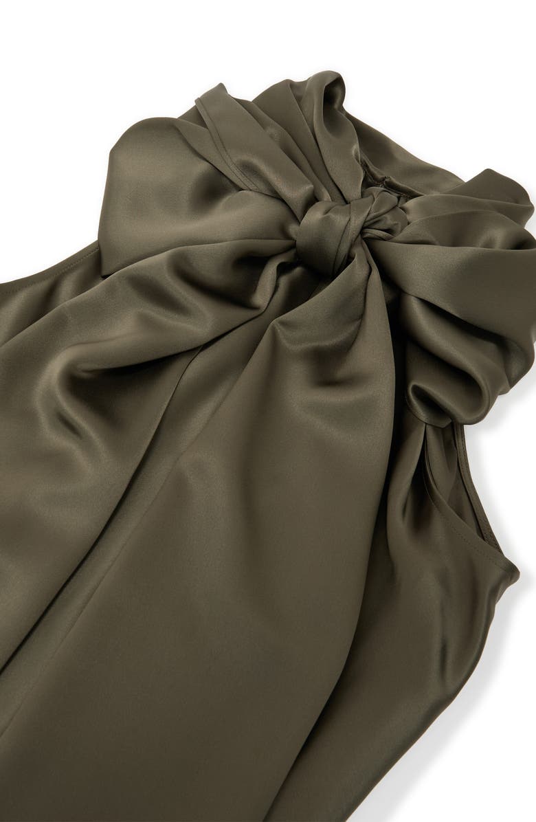 Reiss Fae Drape Sleeveless Satin Gown, Alternate, color, Khaki Green