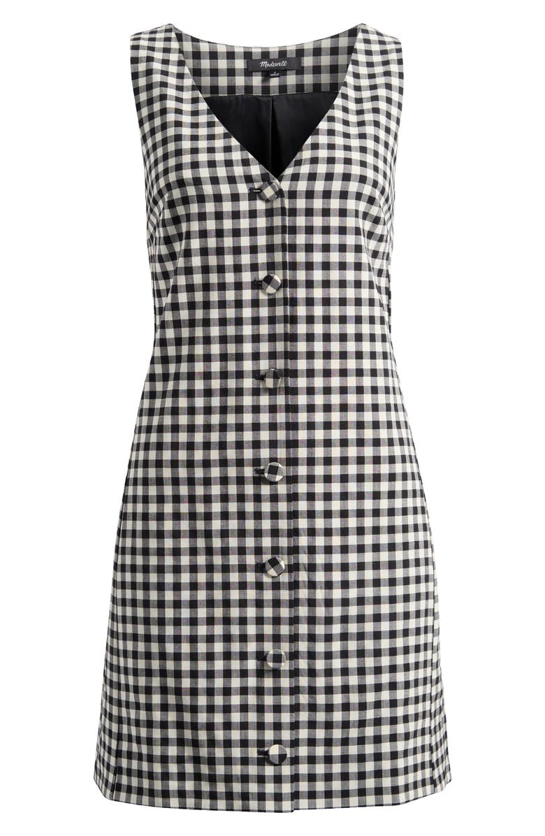 Madewell Gingham V-Neck Wool Blend Vest Minidress, Alternate, color, 
