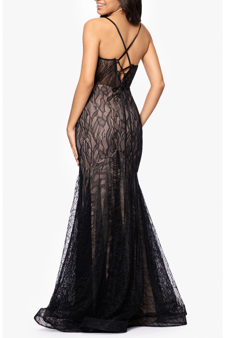 Sequin Embroidered Trumpet Gown, Alternate, color, BLACK/ NUDE