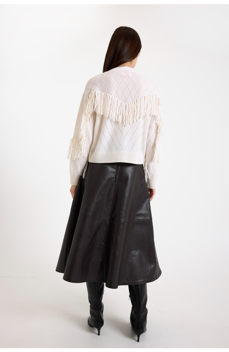 Brodie Pure Cashmere Ashley Fringe 100% Cashmere Cardigan, Alternate, color, Organic White