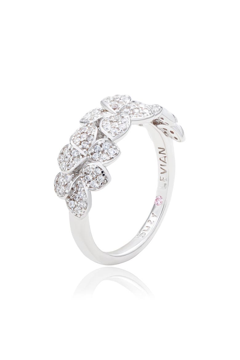 Sterling Silver CZ Pavé Flower Ring, Alternate, color, WHITE