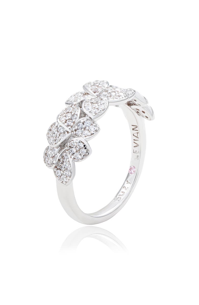 SUZY LEVIAN Sterling Silver CZ Pavé Flower Ring, Alternate, color, White
