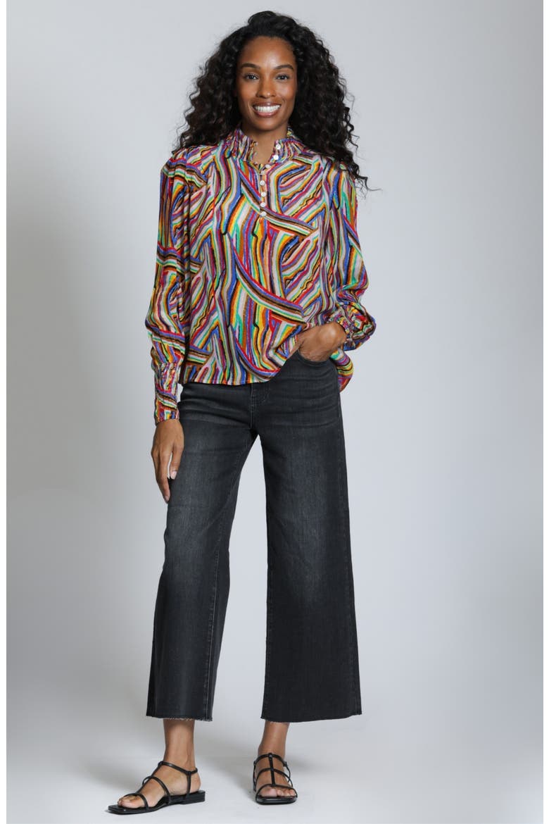 Print High Neck Shirt, Alternate, color, RED BLUE MULTI