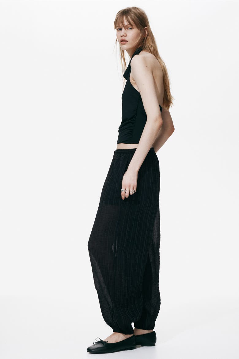 Crinkled Balloon-leg Pants, Alternate, color, Dark gray