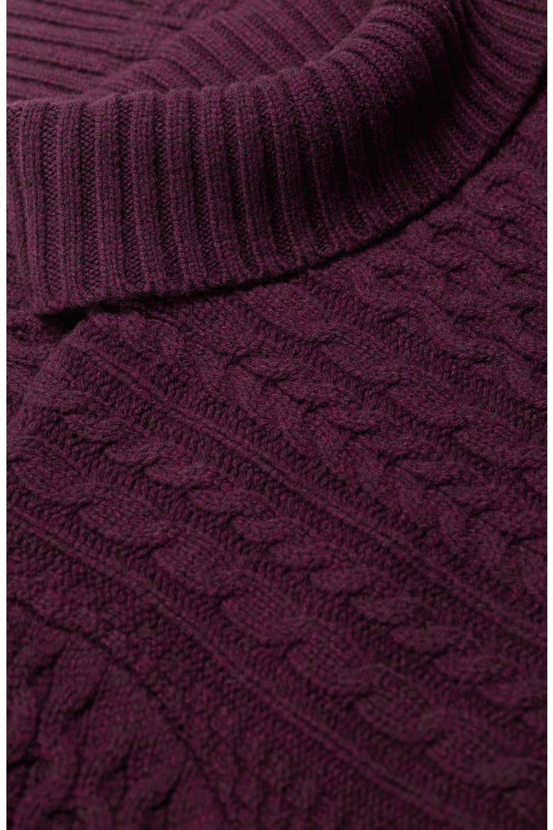Pine Forest Cable Turtleneck Merino Wool Sweater, Alternate, color, KNIT MELANGE DARK HELLEBORE