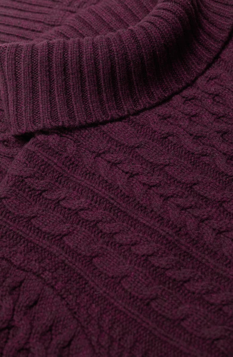 Seasalt Cornwall Pine Forest Cable Turtleneck Merino Wool Sweater, Alternate, color, Knit Melange Dark Hellebore