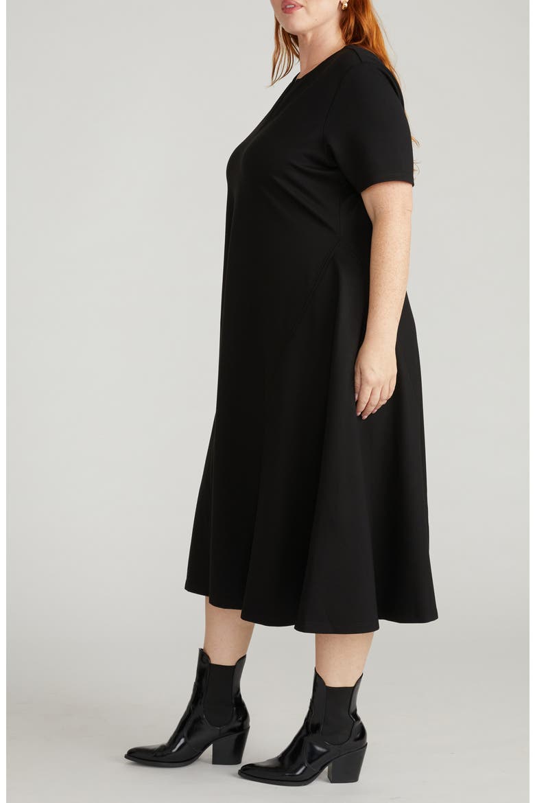 Saskia Ponte Knit Midi Dress, Alternate, color, BLACK