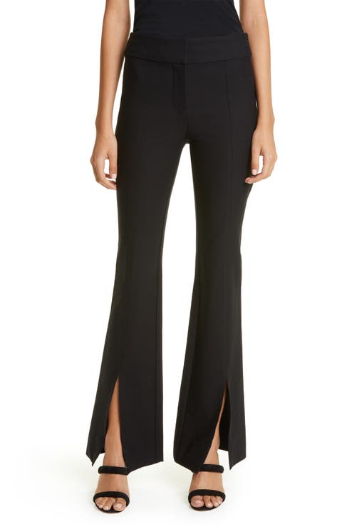 Maeve Slit Hem Stretch Cotton Flare Trousers