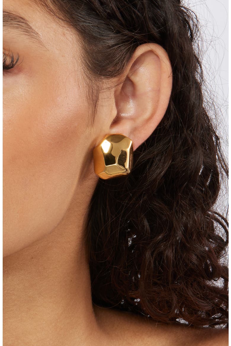 Sculpted Button Earrings, Alternate, color, POLISHED GOLD