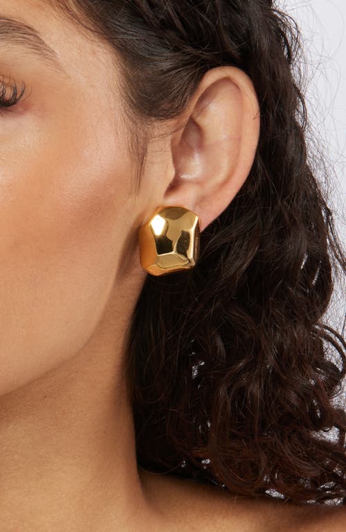 Kenneth Jay Lane Sculpted Button Earrings In Gold
