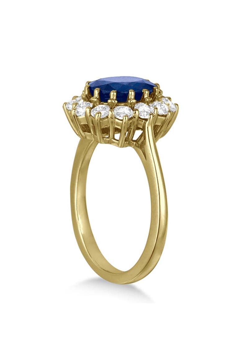 Oval Blue Sapphire & Diamond Accented Ring 14k, Alternate, color, Yellow Gold