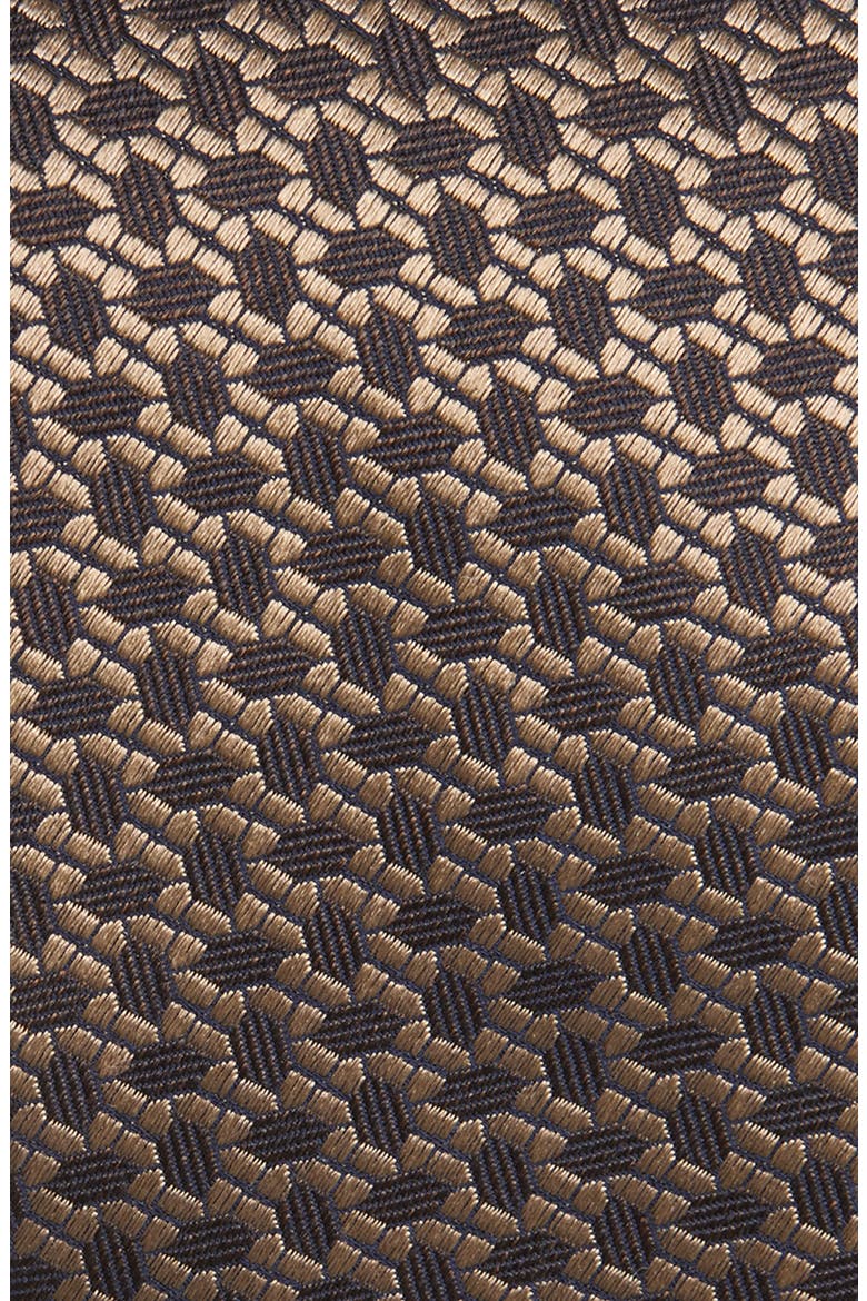 Geometric Silk Tie, Alternate, color, BROWN