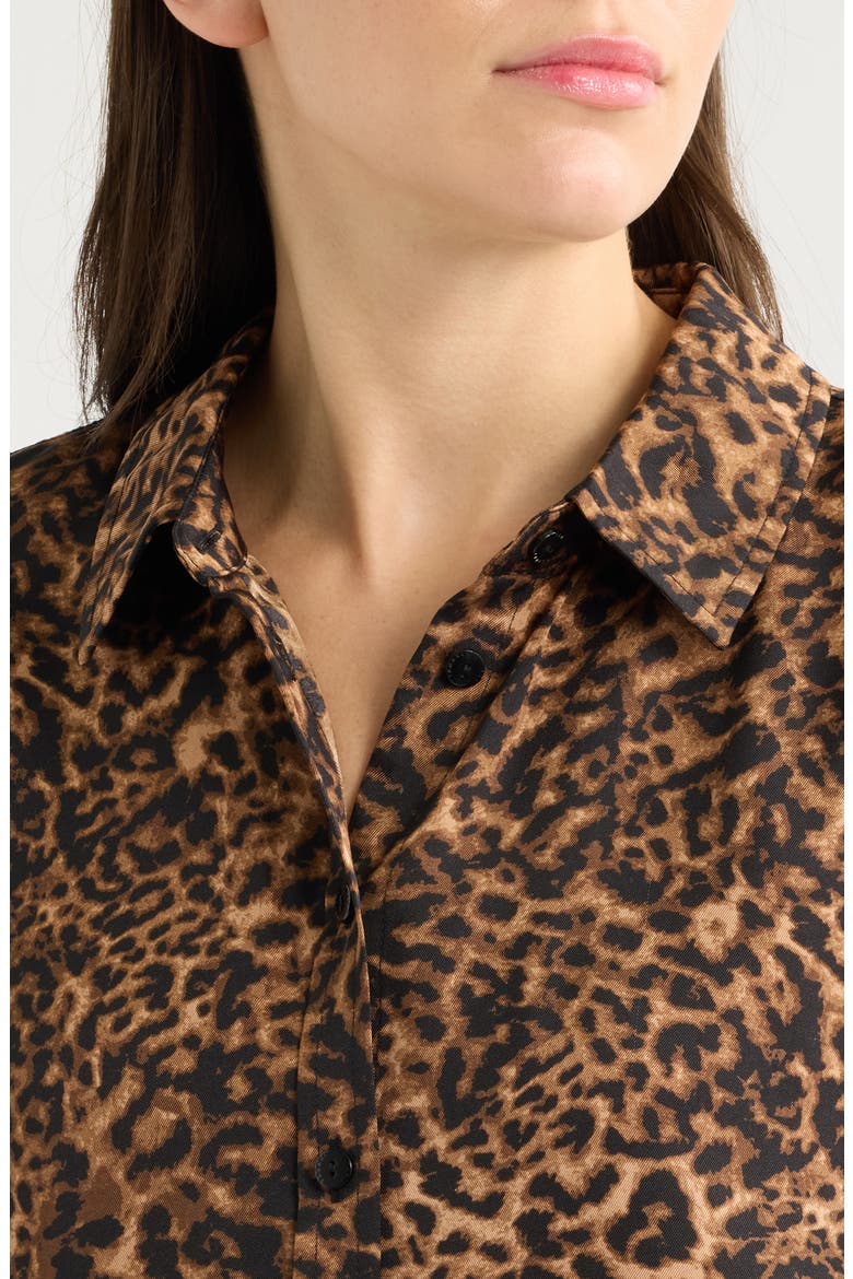 Leopard Print Long Sleeve Shirt, Alternate, color, WALNUT BLACK LEOPARD