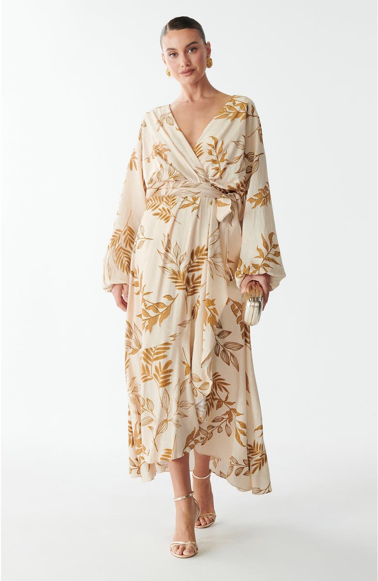 SAVEL Julia Midi Dress, Main, color, Golden Palms