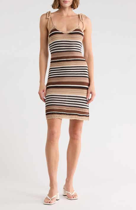 Madden Girl Stripe Tie Strap Pointelle Sweater Dress