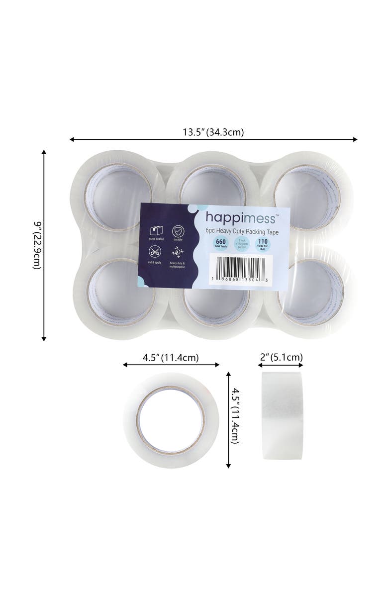 HAPPIMESS Otto Classic Heavy Duty 2" x 110 Yards Per Roll Packing Tape, Clear, Alternate, color, Clear