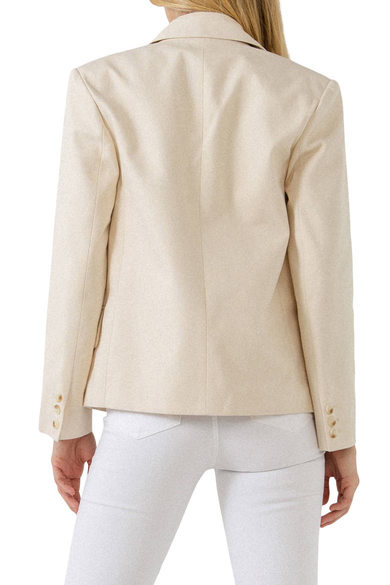 One Button Cotton Blazer, Alternate, color, BEIGE