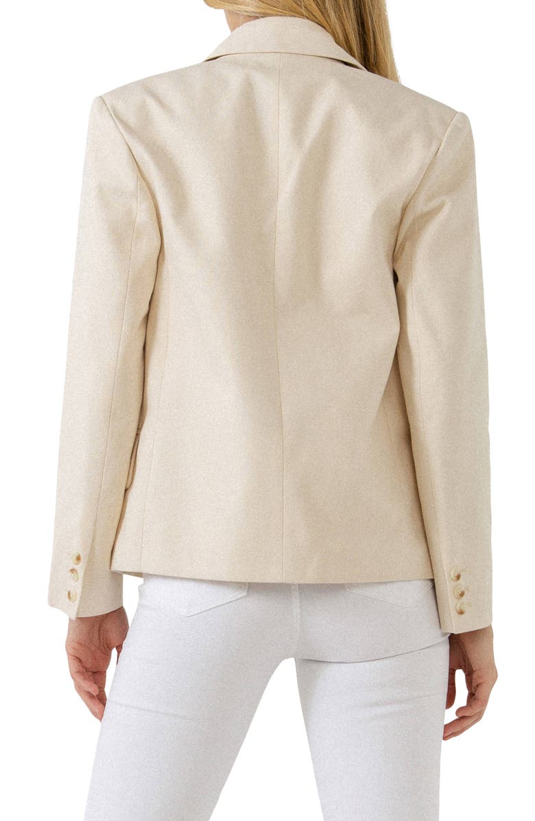 English Factory One Button Cotton Blazer, Alternate, color, Beige