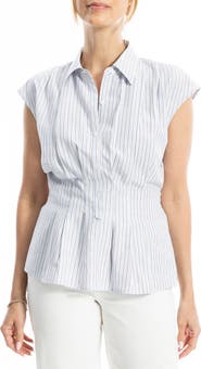 MAX STUDIO Pin Tuck Pleat Button Front Shirt