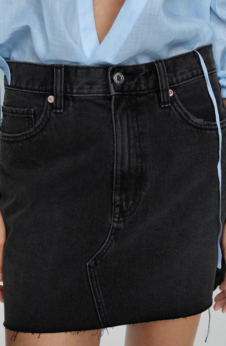MANGO Raw Hem High Waist Denim Miniskirt, Alternate, color,