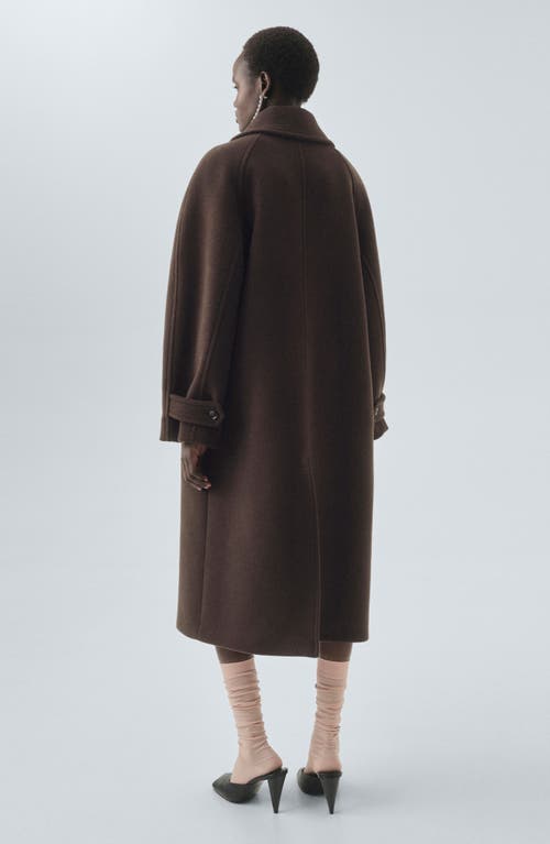 Mango Selection Oversize Raglan Wool Blend Coat In Brown