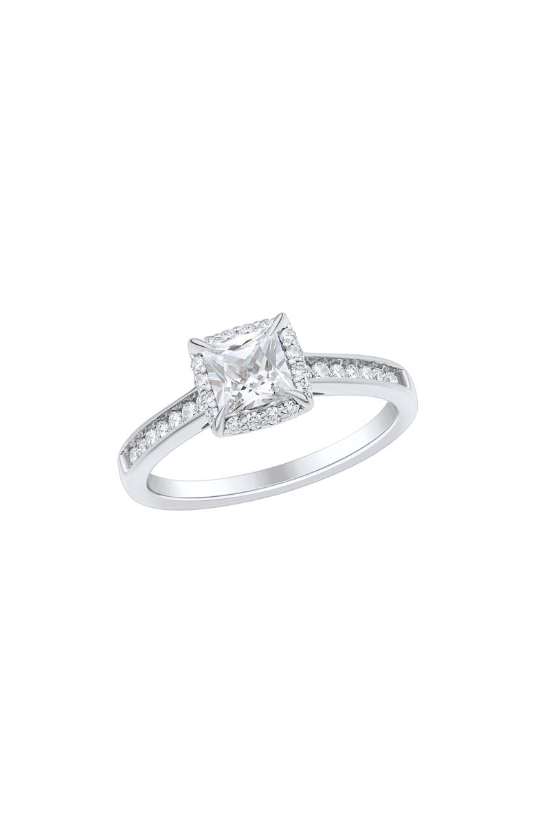 Frankie & Zoe 10K White Gold Lab Grown Diamond Halo Ring, Main, color, White Gold