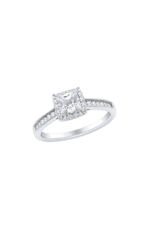 10K White Gold Lab Grown Diamond Halo Ring