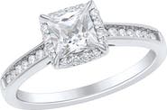 Frankie & Zoe 10K White Gold Lab Grown Diamond Halo Ring