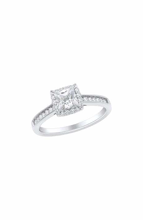 Frankie & Zoe 10K White Gold Lab Grown Diamond Halo Ring