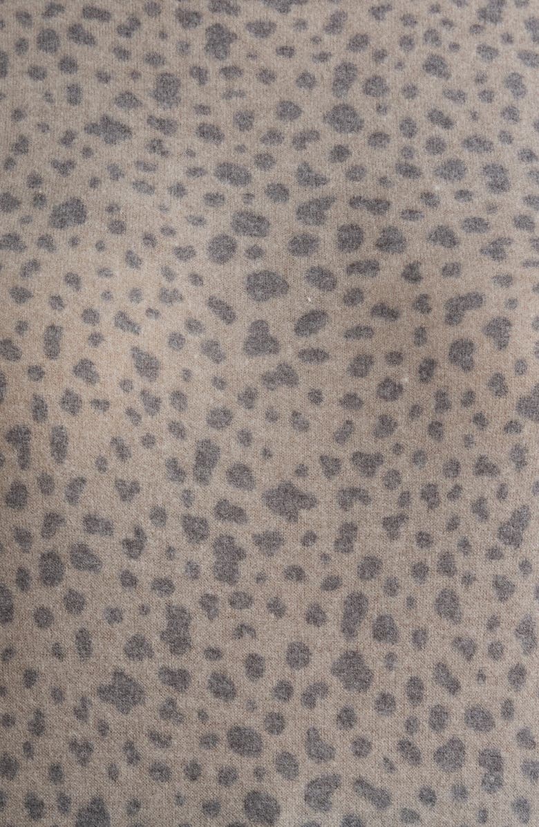 Loveappella Brushed Animal Print Long Sleeve Crewneck Top, Alternate, color, Olive/ Charcoal