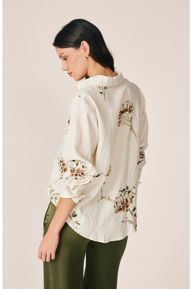 Floral Embroidered Linen Blouse, Alternate, color, White